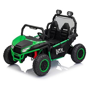 24V Ride On Car Utv 2 Seater, Off-Road Kids Electric Vehicles with Metal Frame, 20 Inch Wide Seat
