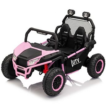 24V Ride On Car Utv 2 Seater, Off-Road Kids Electric Vehicles with Metal Frame, 20 Inch Wide Seat