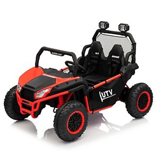 24V Ride On Car Utv 2 Seater, Off-Road Kids Electric Vehicles with Metal Frame, 20 Inch Wide Seat
