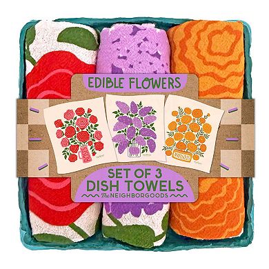 Edible Flowers - Dish Towel Set of 3