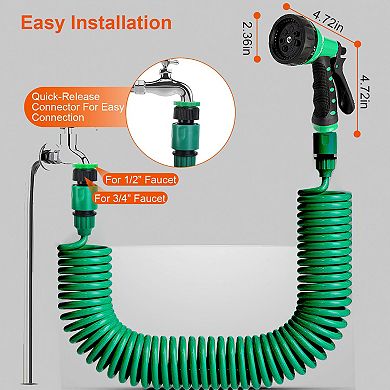 Self-Coiling EVA Garden Hose with 7 Sprays for Yard & Patio