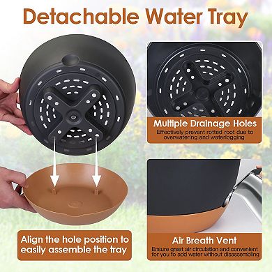 4Pcs Hanging Planter Pots 9.6in with Drainage & Self-Watering Tray for Indoor Outdoor Plants