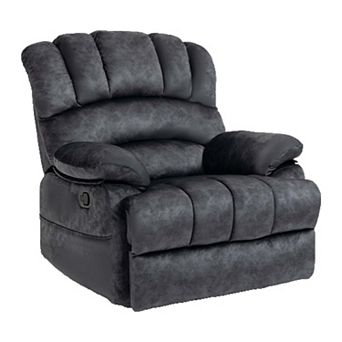 Large Manual Recliner Chair in Fabric for Living Room