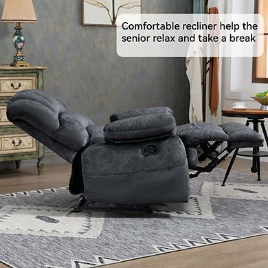 Large Manual Recliner Chair in Fabric for Living Room