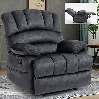Large Manual Recliner Chair in Fabric for Living Room