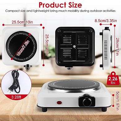 1000W Electric Hot Plate Infrared Single Burner for Home or RV