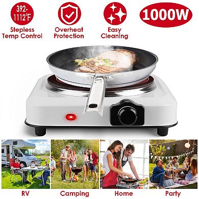 1000W Electric Hot Plate Infrared Single Burner for Home or RV