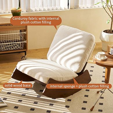 Comfort Upholstered Glider Rocking Chair with Solid Wood Frame for Bedroom and Nursery