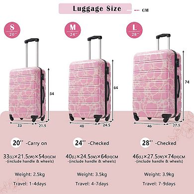 Hardshell Luggage Sets 3 pcs Spinner Suitcase with TSA Lock Lightweight 20" 24" 28"