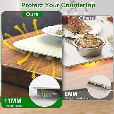 Silicone Food Warming Mat 9 Temp Levels, Timer & Auto Shut-Off