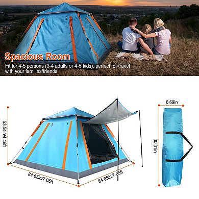 4-5 Person Camping Tent Waterproof Foldable with 2 Mesh Windows & Carry Bag