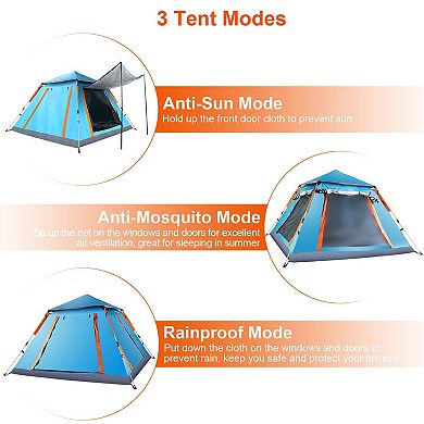 4-5 Person Camping Tent Waterproof Foldable with 2 Mesh Windows & Carry Bag