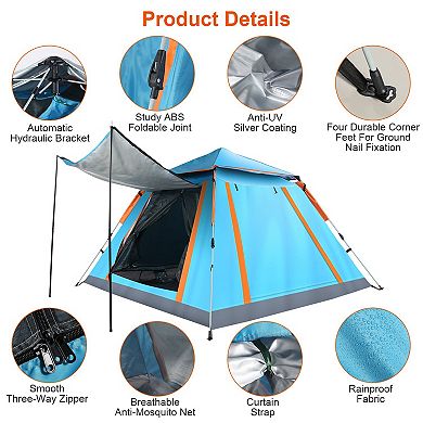 4-5 Person Camping Tent Waterproof Foldable with 2 Mesh Windows & Carry Bag