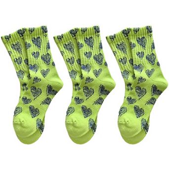 3-Pair Soft Knit Crew Socks Set with Sweet Heart Pattern and Everyday Essential Design