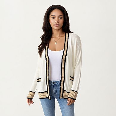 Women's Long Sleeve Button Front Cardigan Top with Relaxed Fit Open Front Silhouette