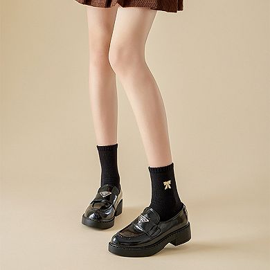 3-Pair Soft Knit Ankle Socks with Ribbed Texture, Embroidered Bow Detail and Comfortable Stretch Fit