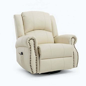 Heat Massage Manual Recliner Chair with Rocker and Swivel for Living Room