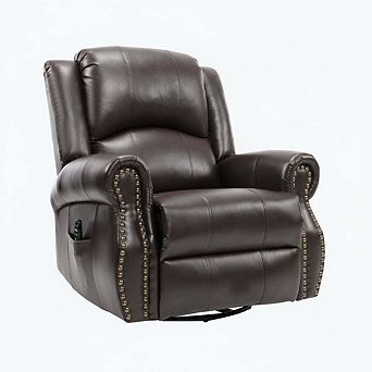 Heat Massage Manual Recliner Chair with Rocker and Swivel for Living Room