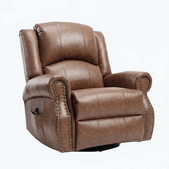 Heat Massage Manual Recliner Chair with Rocker and Swivel for Living Room