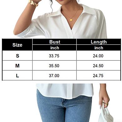 Womens Short Sleeve Collar Slimming Waist Button Casual Elegant Shirt