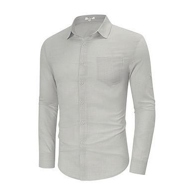 Men's Casual Long Sleeve Shirt Button Down Lightweight Shirt Top