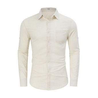 Men's Casual Long Sleeve Shirt Button Down Lightweight Shirt Top