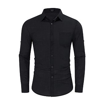 Men's Casual Long Sleeve Shirt Button Down Lightweight Shirt Top