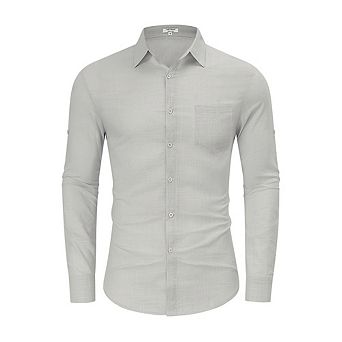 Men's Casual Long Sleeve Shirt Button Down Lightweight Shirt Top