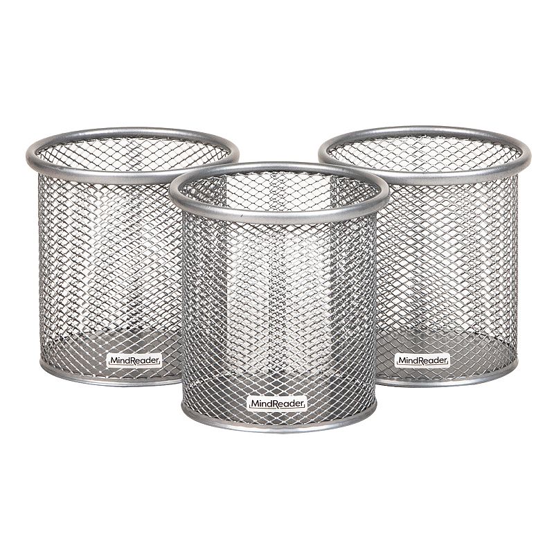 Mind Reader 3-pc. Mesh Pen & Accessories Holder Set, Silver
