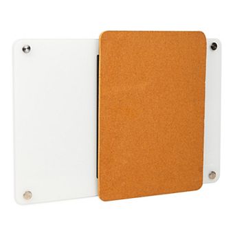 Mind Reader Glass Dry Erase Board with Sliding Corkboard
