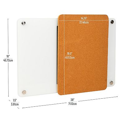 Mind Reader Glass Dry Erase Board with Sliding Corkboard