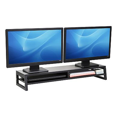 Mind Reader 2-Tier MDF Double Monitor Stand with Storage Shelf