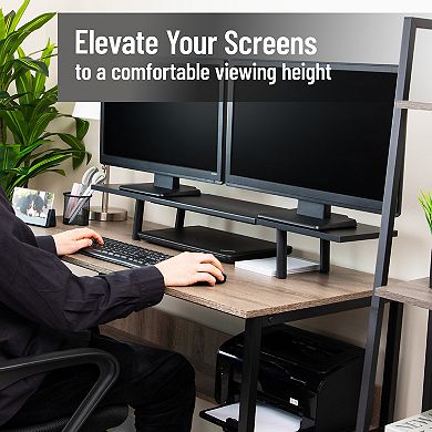 Mind Reader Extendable Dual Monitor Stand with Adjustable Desktop Riser