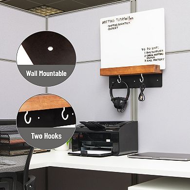 Mind Reader Whiteboard Glass Dry Erase Board with Wood Holder & Hooks