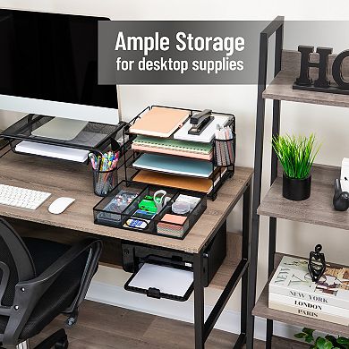 Mind Reader 3-Tray Desk Organizer with Drawer & 2 Pen Holders