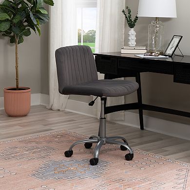 Linon Stratton Adjustable Office Chair with Ribbed Upholstered Seat