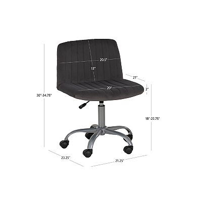 Linon Stratton Adjustable Office Chair with Ribbed Upholstered Seat