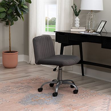 Linon Stratton Adjustable Office Chair with Ribbed Upholstered Seat