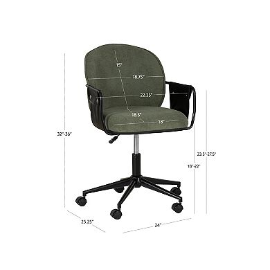 Linon Karri Adjustable Office Chair with Armrests