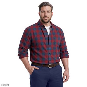 Big & Tall IZOD Stratton Flannel Long Sleeve Button-Down Shirt