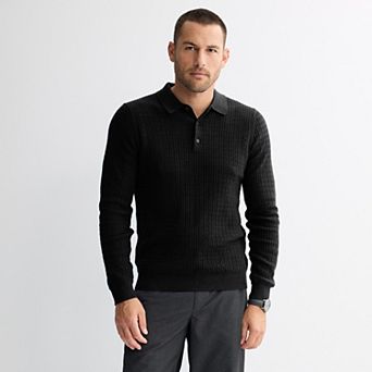 Men's Apt. 9® Long Sleeve Textured Polo