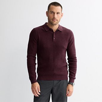 Men's Apt. 9® Long Sleeve Textured Polo