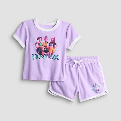 Girls 4-12 Huntrix 2-Piece Short Sleeve Tee & Shorts Set