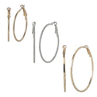 JS Jessica Simpson Mixed Metal Hoop Earring Set in Gold & Silver-Tone