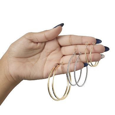 JS Jessica Simpson Mixed Metal Hoop Earring Set in Gold & Silver-Tone