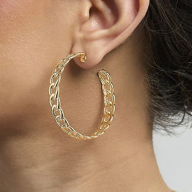 JS Jessica Simpson 3-Piece Hoop and Chain Hoop Earring Set in Gold-Tone