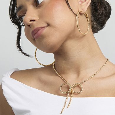 JS Jessica Simpson 3-Piece Hoop and Chain Hoop Earring Set in Gold-Tone