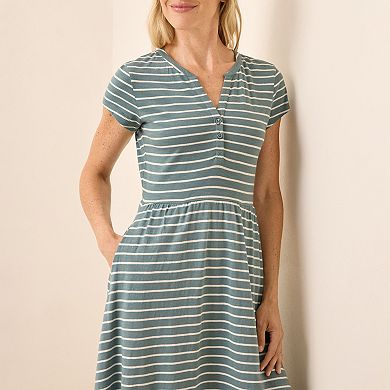 Relaxed Slub Henley Market Dress