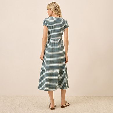 Relaxed Slub Henley Market Dress