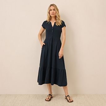 Relaxed Slub Henley Market Dress